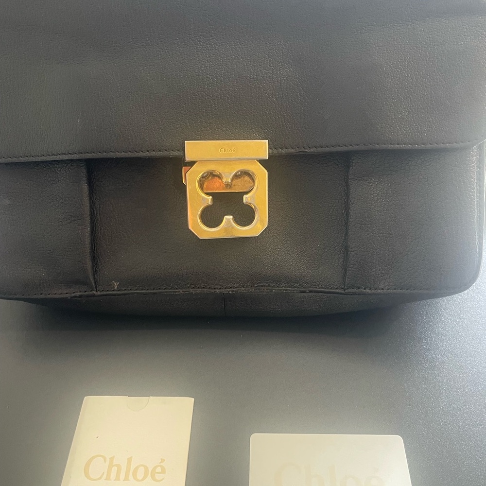 Chloé Black and Gold Leather Bag